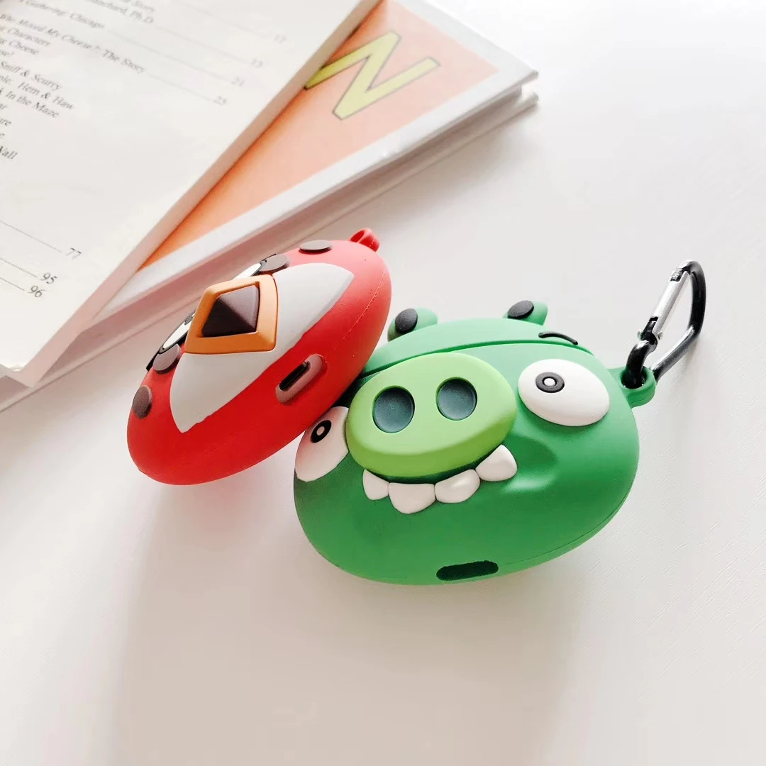3dcartoon прекрасный «Angry bird» трюк или лечения поросенок силиконовый наушник чехол для Apple AirPods 1/2 Беспроводной bluetooth чехол для гарнитуры