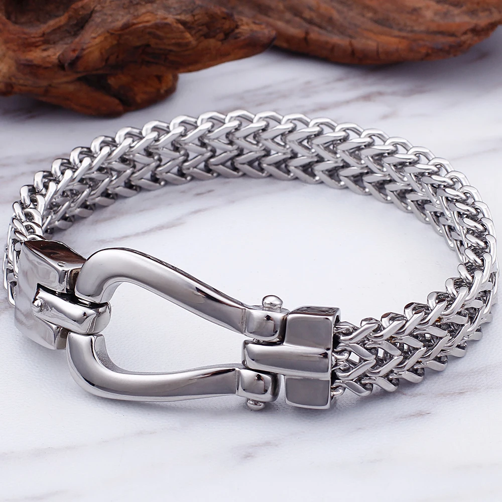 Men Bracelet Stainless Steel Casting Best Friends Armband Mens Jewellery Accessories 11MM Thick Chain Friendship Bracelets Man