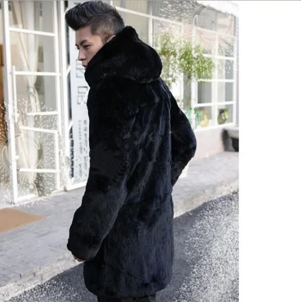 Jaqueta De Couro Masculina искусственная норковая Меховая куртка пальто 5XL 6XL Плюс размер зимняя теплая Harajuku с капюшоном черная верхняя одежда XL669