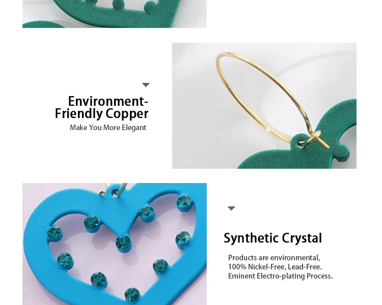 Neoglory Brand Trendy Hollow Heart Shape Enamel Hoop Earrings For Women Crystal Love Ear Accessories Gift For Lover Or Mother