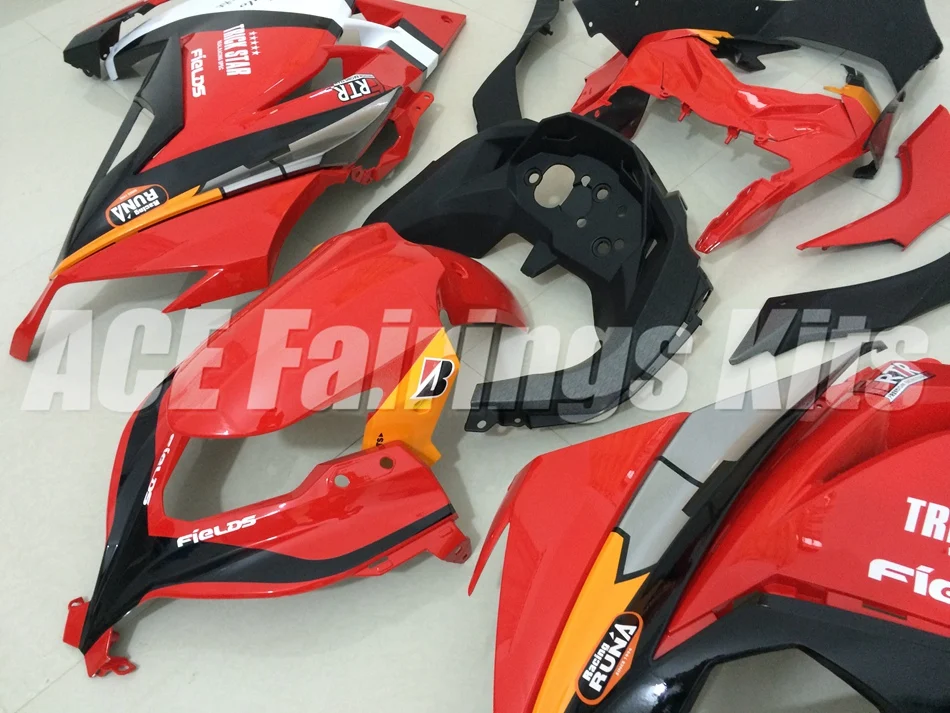 ABS обтекатель комплект для Kawasaki Ninja300 EX300 300R 2013, 13, 14, 15, 16, 17, обтекатели впрыска Прохладный красного и белого цвета