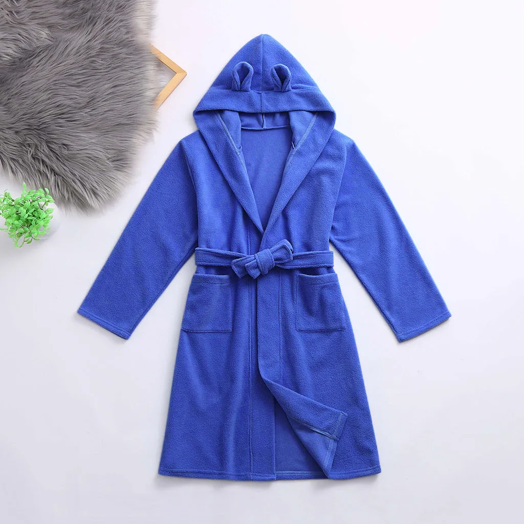 SAGACE Children's sleepwear robe winter Toddler Boys Girls Hooded Flannel Bathrobes sleepwear infant Towel Night-Gown nigntwear