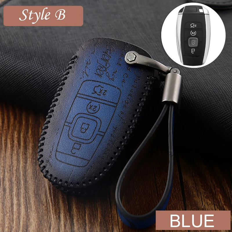 Style B-Blue Чехол из натуральной кожи для пульта дистанционного управления для Lincoln Navigator Nautilus MKZ непрерывтай MKX - Название цвета: Style B-Blue
