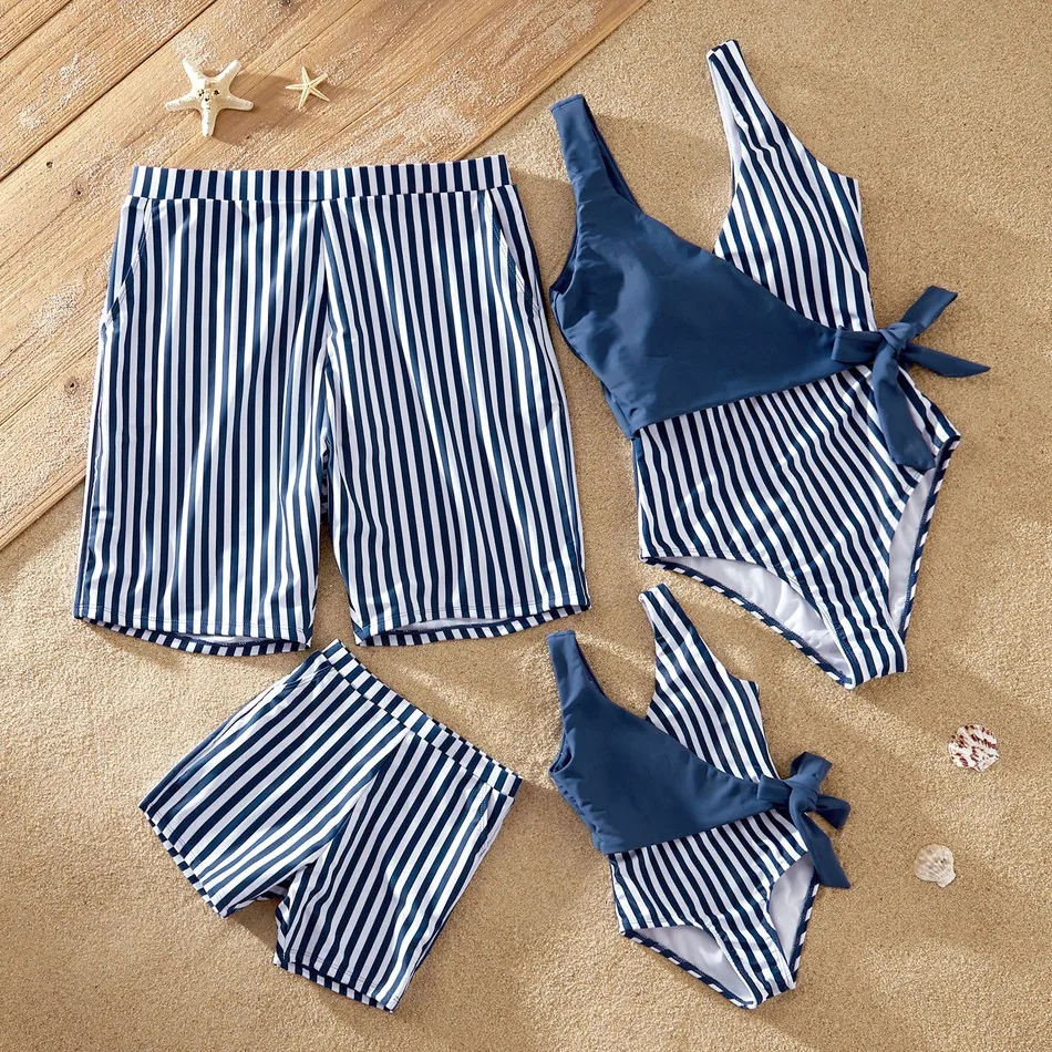 PatPat 2021 New Arrival Summer Family Look Striped Matching Swimsuits