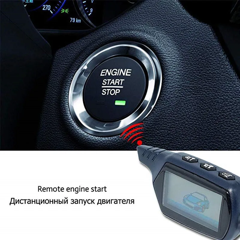 DOXINGYE Tyresafe Russian Version Two Way Car Alarm System B9 Car Alarm with Engine Start LCD Remote Control Key Auto Anti-Theft