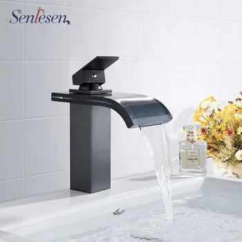 

Senlesen Black Bathroom Faucet Waterfall Spout Basin Bathroom Mixer Tap Bathroom Basin Tap