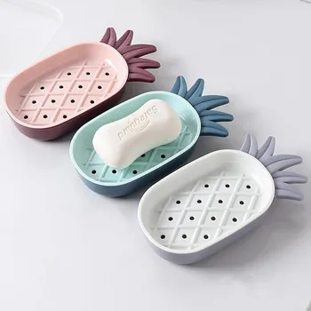 

Creative pineapple shape soap box bathroom Soap Plate Draining dish Kitchen Sink Sponge Holder jewelry organizer box