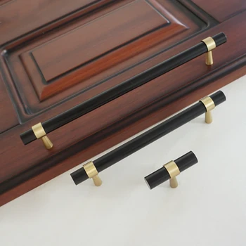 

5" 7.7" Copper Furniture Handles Black T Bar Dresser Drawer Knobs Door Pull Handle Wardrobe Cupboard Handles Hardware 128 196mm