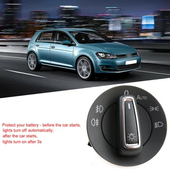 

1* Black Car Headlight Control Switch Button 5GG941431D Premium Plastic & Metal Car Accessory For Bettle Golf MK4 Passat B5