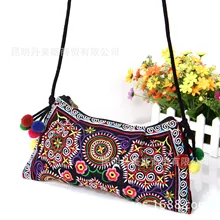 Стиль этнический стиль вышитый цветок мешок среднего возраста холст квадратный Слинг Сумка вышивка сумка через плечо