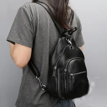 

Genuine Leather Small Backpack 2020 New Style Chest Bag Casual Women's Backpack Multi-Layer Anti-Theft Women's Bag