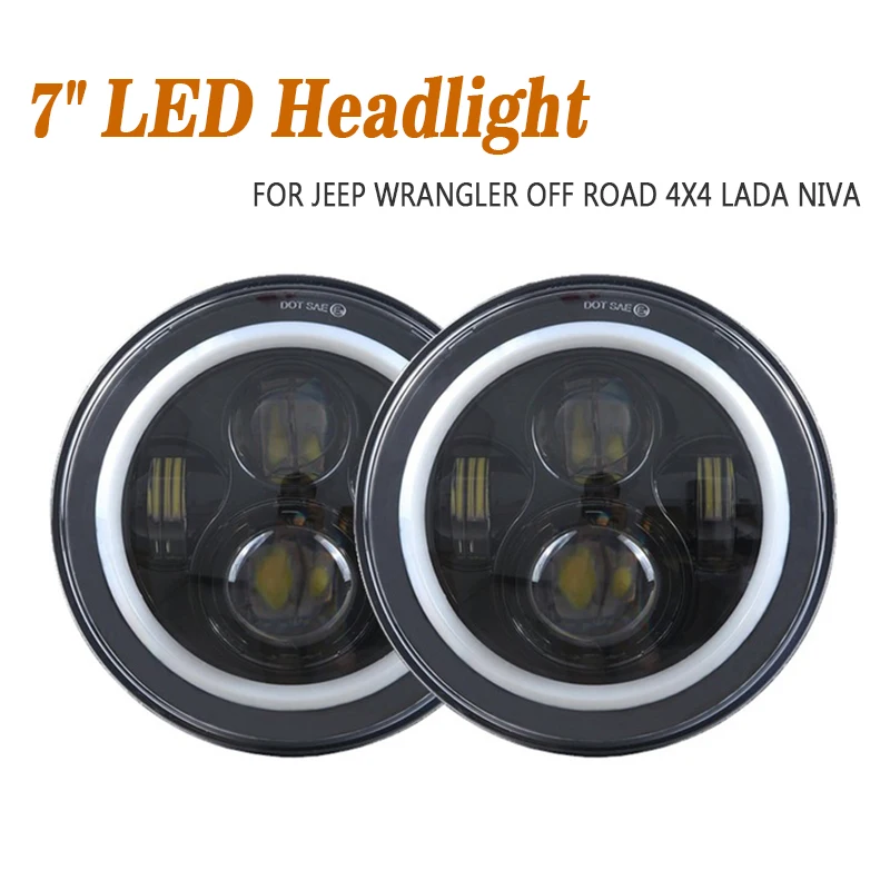 

2pcs For Lada 4x4 urban Niva 7" DRL LED H4 to H13 UAZ Headlight Daytime Running Lights Headlamp Halo Ring Angel Eye Turn Signal