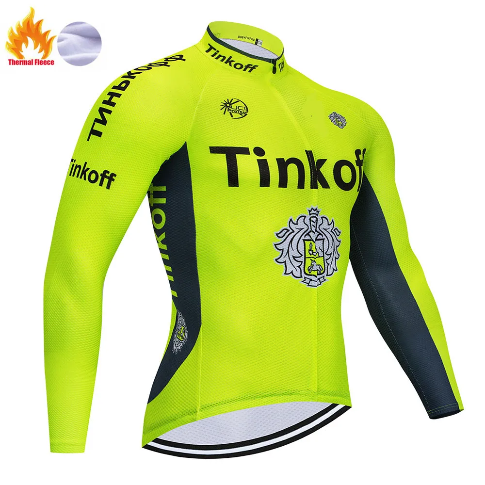 Maillot Ropa Ciclismo Invierno Tinkoff зимний комплект велосипедной одежды из флиса с длинными рукавами, велосипедная одежда - Цвет: Winter jersey
