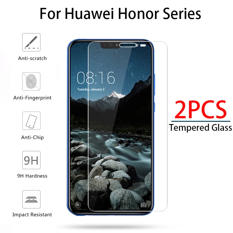 Закаленное стекло для Huawei Honor 9 Lite 2 шт. Защита экрана 8X 8C Защитное light 9lite lite пленка |