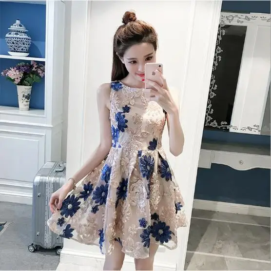 Платье с вышивкой без рукавов, светильник, Роскошное винтажное женское платье LJ656