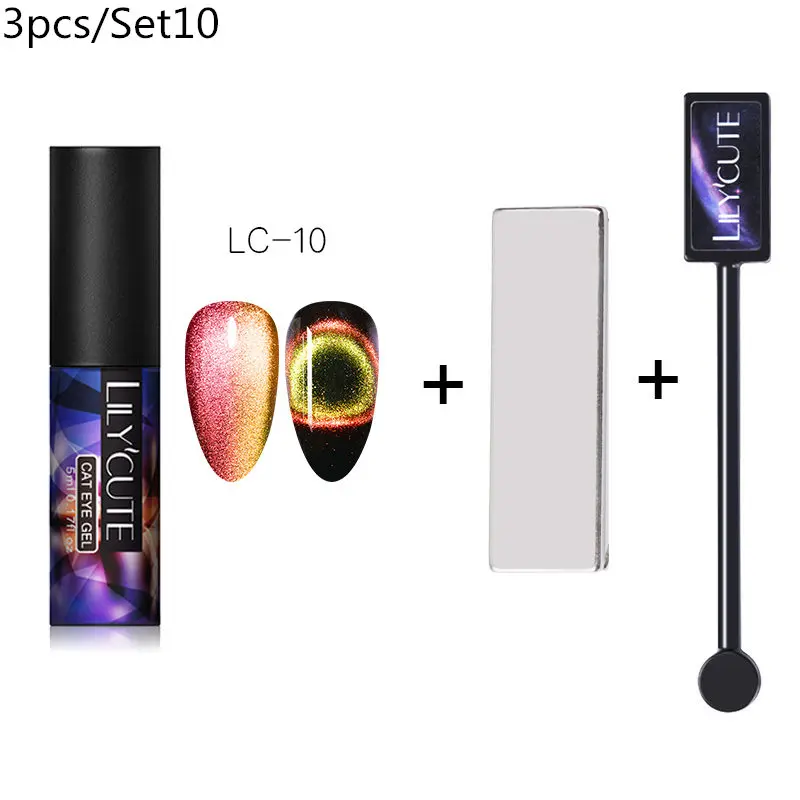 magnet 3pcs 10 LILYCUTE 9D Гель-лак «кошачий глаз» Гель-лак для использования с магнитом звездное небо Soak Off UV Auroras Магнитный Гель-лак для ногтей 5 мл - Цвет: magnet 3pcs 10