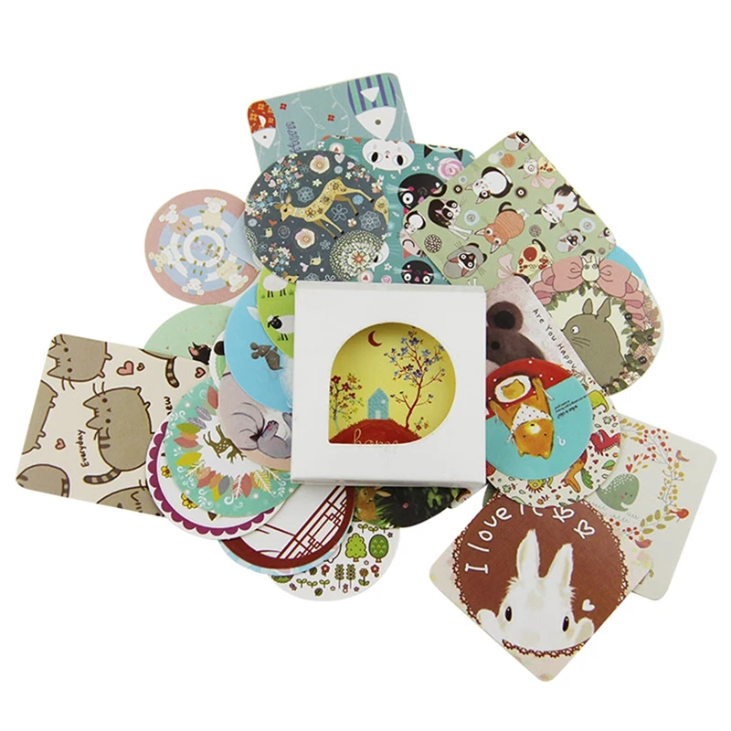 AAAJ-76 Pcs Diary Decoration Scrapbooking DIY Cute Kawaii Paper Sticker, 38 Pcs Animal& 38 Pcs Retro