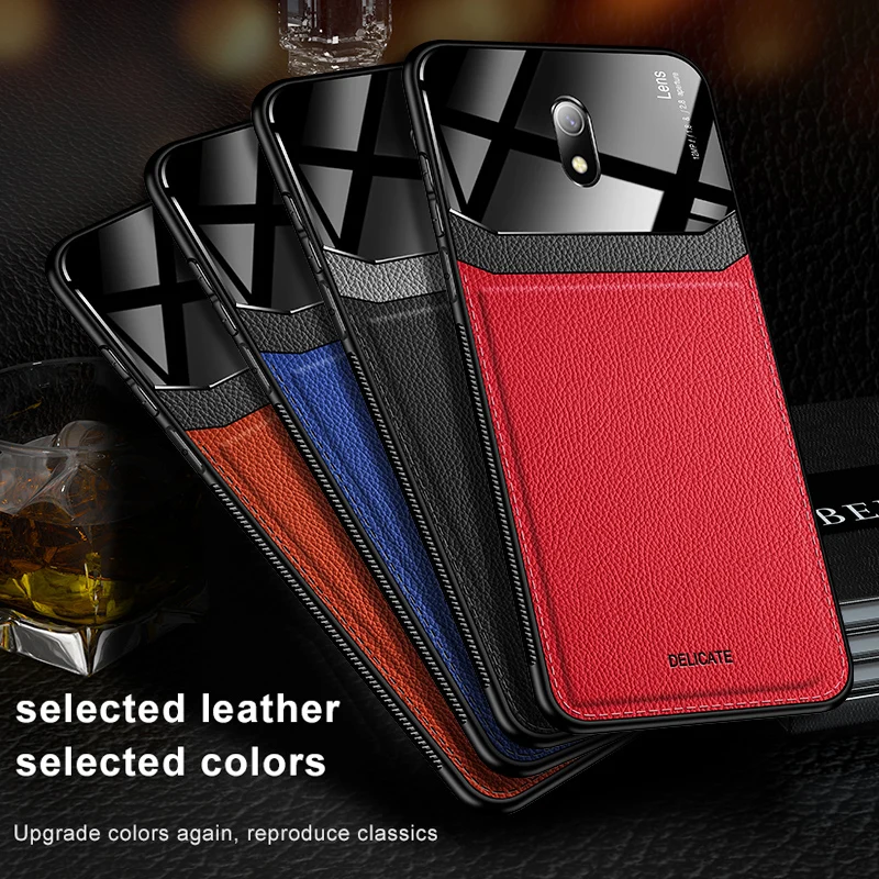 

For Xiaomi Redmi 8A 7 Note8 Armor Phone Case Matte Leather TPU Grain Cases For Redmi Note 8 Pro Silicone Plexiglass Back Cover