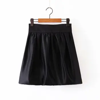 

Women Basic Black Mini Skirt Back Zipper Bud Skirts European Style Casual Stylish Chic Skirts Mujer