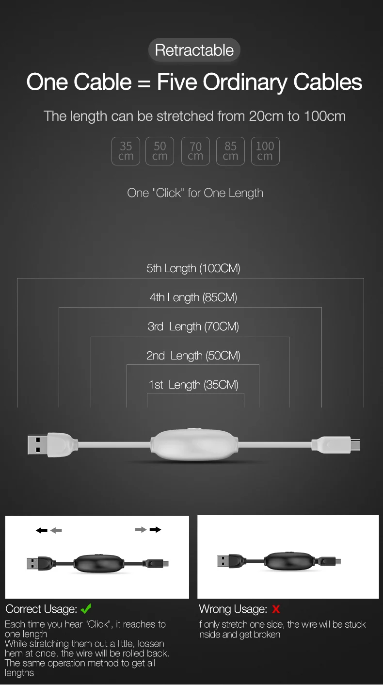 CAFELE Выдвижной usb type C портативный зарядный кабель для samsung Xiaomi huawei Usb гибкий кабель синхронизации данных провод для быстрой зарядки