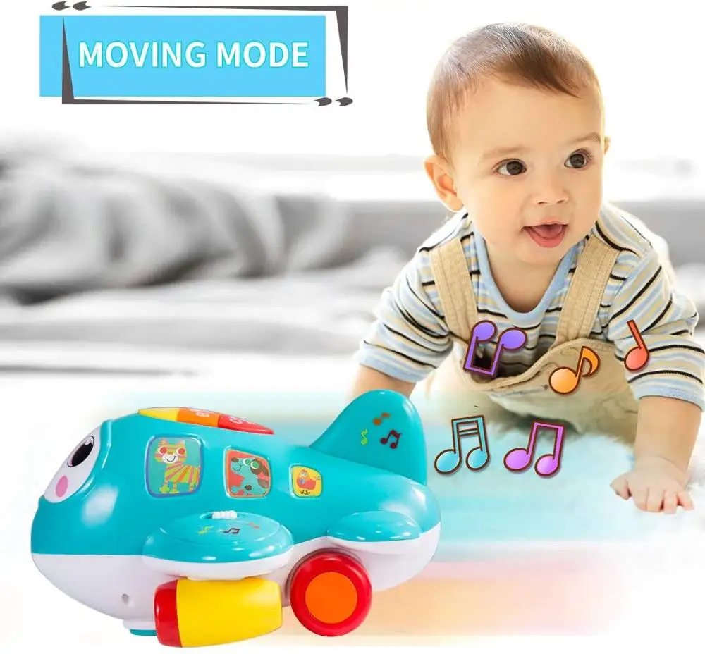HISTOYE My First Plane Baby Toys Electronic Musical Airplane Toy for Toddlers Babies Early Learning Educational Toys for Kids