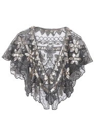 Lace Wedding Accessories Sequins Tassel Shawl Vintage Party Perspective Tulle Sequins 1920s Opera Cape V-Neck Cappa 2020 New