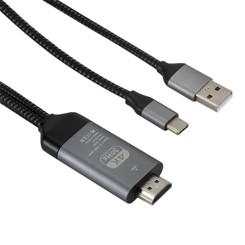 Type-C к HDMI HDTV Кабель адаптер с USB 4K30HZ высокой четкости Plug& Play