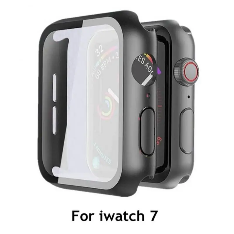 Suitable For Apple 7th Generation Watch Protective Film Curved Surface Hydrogel Glass + PC Integrated Iwatch 7 Case | Электроника