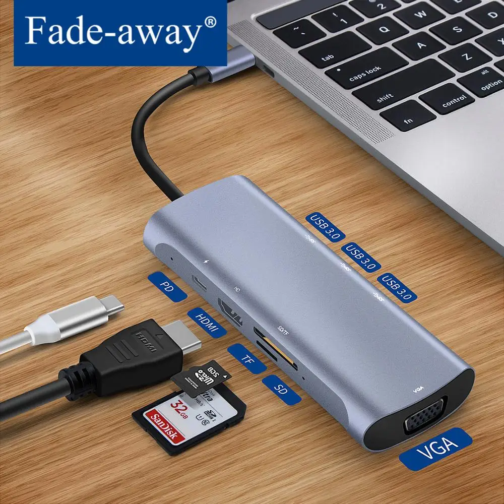 

USB C HUB Type C to Multi USB 3.0 HUB HDMI 4k VGA TF/SD Card Reader Splitter Adapter Dock for MacBook Pro Type c docking station