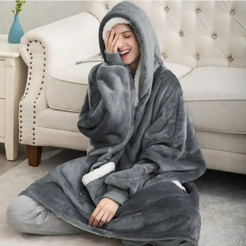 oversized sherpa hoodie sweatshirt blanket