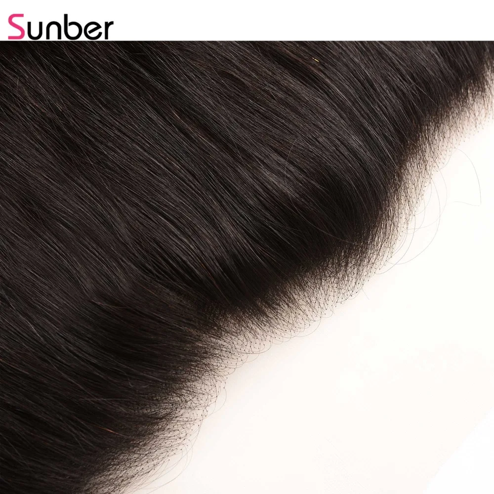 Sunber Hair13x6 transaprise фронтальные прямые волосы Человеческие волосы remy на ухо кружева закрытие перуанские волосы