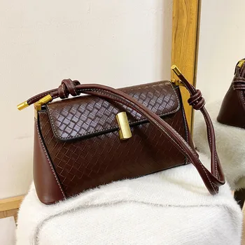 

Knitting Pu Leather Brand Designer Shoulder Bag For Women 2020 New Small Flap Crossbody Pack Female Fashion Girl Travel Handbag