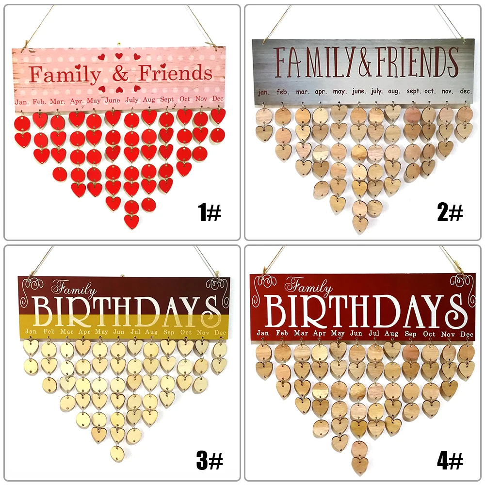 DIY деревянная доска-планировщик с напоминанием на день рождения для семьи и друзей, деревянный календарь, домашний декор, подарок