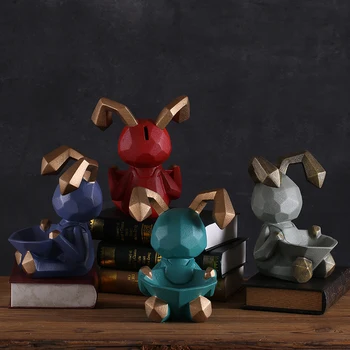 

European Resin Rabbit Piggy Bank Key Jewelry Fruit Storage Box Crafts Decoration Modern Home Luxury Multifunctional Storage Tank