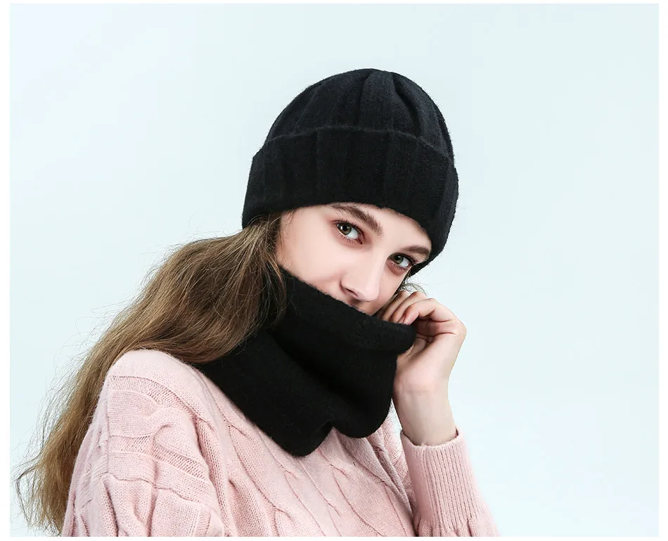 WISHCLUB, модная теплая зимняя шапка, шапка с меховым помпоном и шарф, набор из 2 предметов, вязаная шапка, 4 цвета, шарф, набор, унисекс, шарф, теплый
