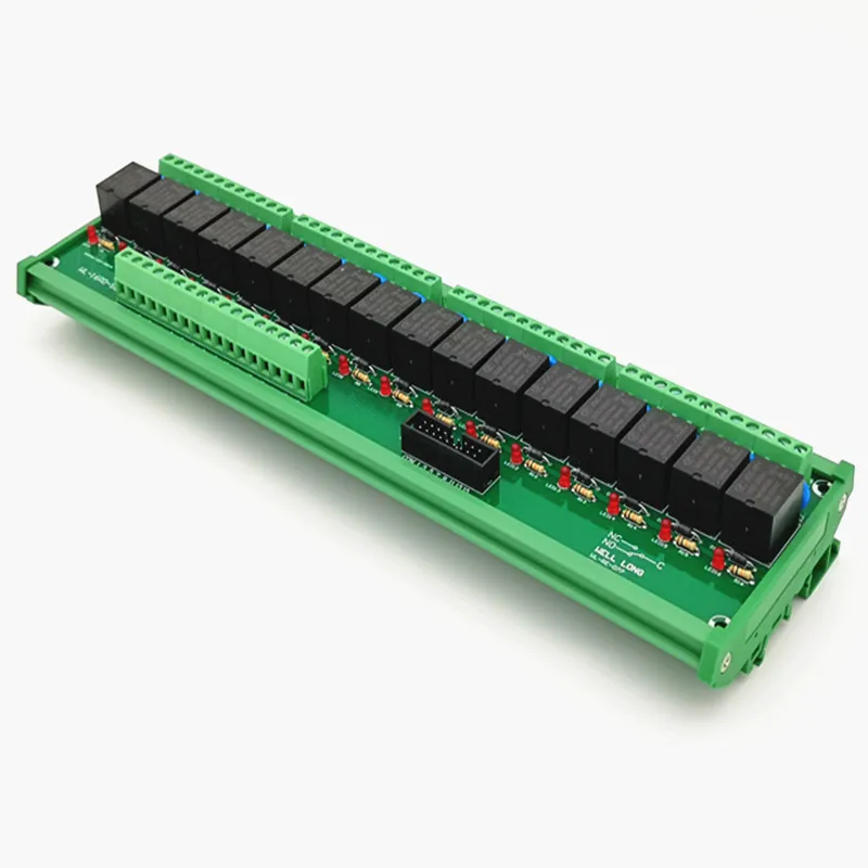 DIN рейку 16 канальный тип NPN 12V 15A Модуль интерфейса реле питания, реле HF JQC-3FF-12V-1ZS