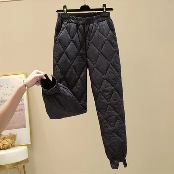 

Thicken down Cotton Winter Warm Pants Women Elastic Waist Ladies Skinny Trousers Women's Casual Leggings Outwear Female Pants