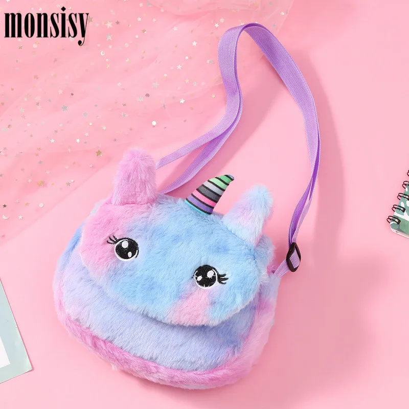 Monsisy сумка из искусственного меха единорога для девочек кошелек и сумочка