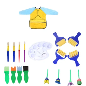 

18PCS/Set Kids Early Learning Sponge Painting Brushes Kit Toddlers Sponge Drawing Shapes Paint Craft Brushes