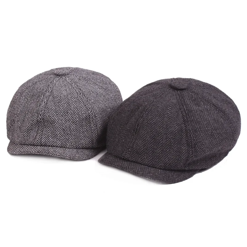 Hat Men's Hat Fashion Cotton Newsboy Hat Winter Hat For Men Men Grey Herringbone Flat Caps Winter Newsboy Caps Men And Women Hat