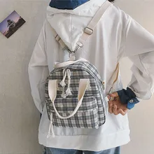 Стиль INS холщовая клетчатая сумка через плечо женский корейский стиль Универсальный многофункциональный модный рюкзак на плечо
