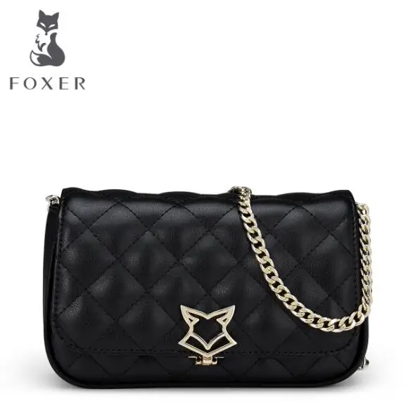 FOXER, новинка, модная женская сумка на плечо, с ремешком на цепочке, дизайнерские сумки с клапаном, клатч, женская сумка-мессенджер с металлической пряжкой