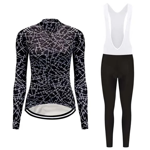 Jersey and Pants Зимняя теплая одежда для велоспорта Женская мода велосипед Джерси нагрудник Набор Спортивная термальная флисовая велосипедная одежда Дамское Платье mtb костюм - Цвет: Jersey and Pants