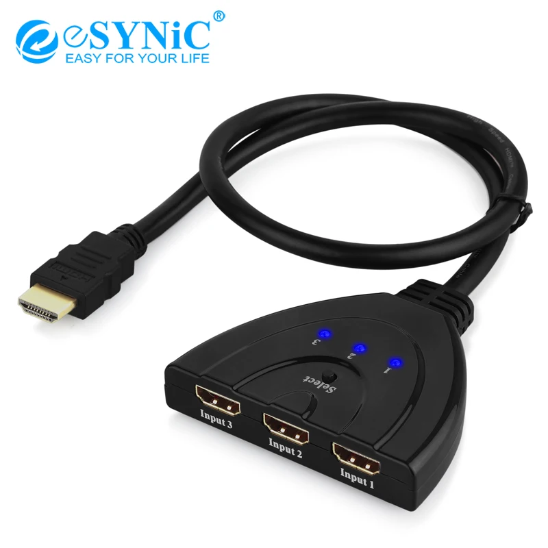 ESYNiC 3 порта 1080P HDMI Переключатель Селектор позолоченный HD переключатель концентратора Connetor для HDTV PC проектор PS3 PS4 Xbox STB