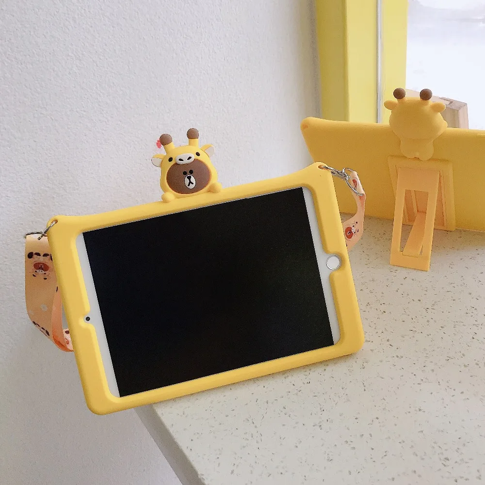 Милый детский чехол для iPad Mini 1/2/3/4/5 Mini 5 4 3 2 1 Mini5 Mini4 Mini3 7,9 '', мягкий силиконовый чехол-подставка из поликарбоната+ ремешок