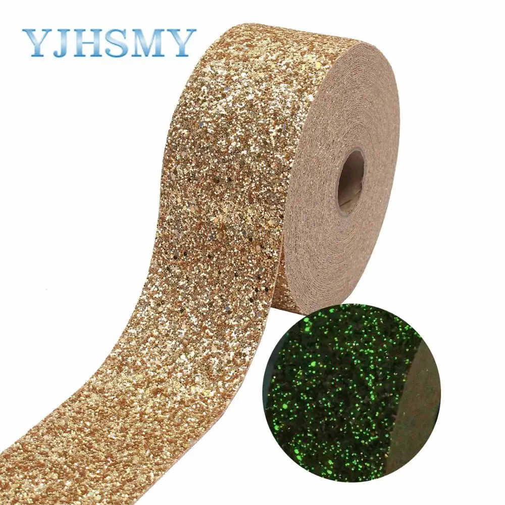 YJHSMY 197302,75 мм флуоресцентный цвет блестящая Толстая Лента Blingbling, 2 ярдов DIY головной убор ручной работы подарочный пакет материалов