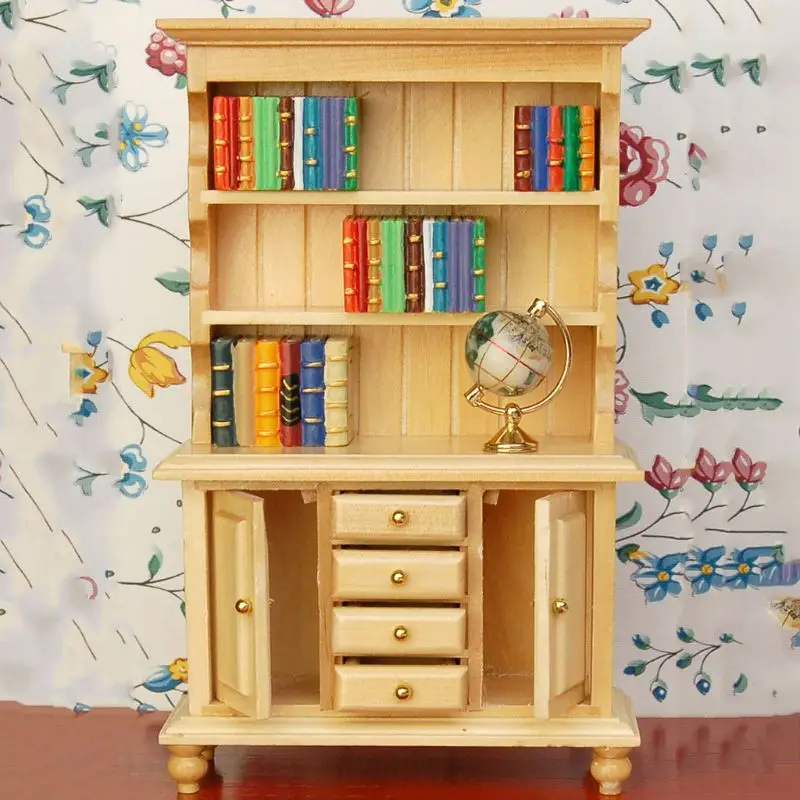 1/12 Mini Dollhouse Miniature Bookcase Bookshelf Cabinet Cupboard Furniture DIY R9UE