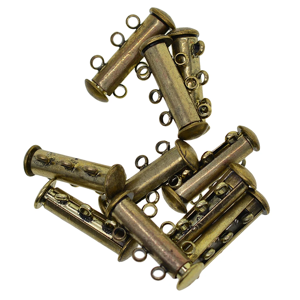 10Pcs 3 Strand Magnetic Slide Lock Tube Bead Loom Clasps Bronze 21x10x6mm