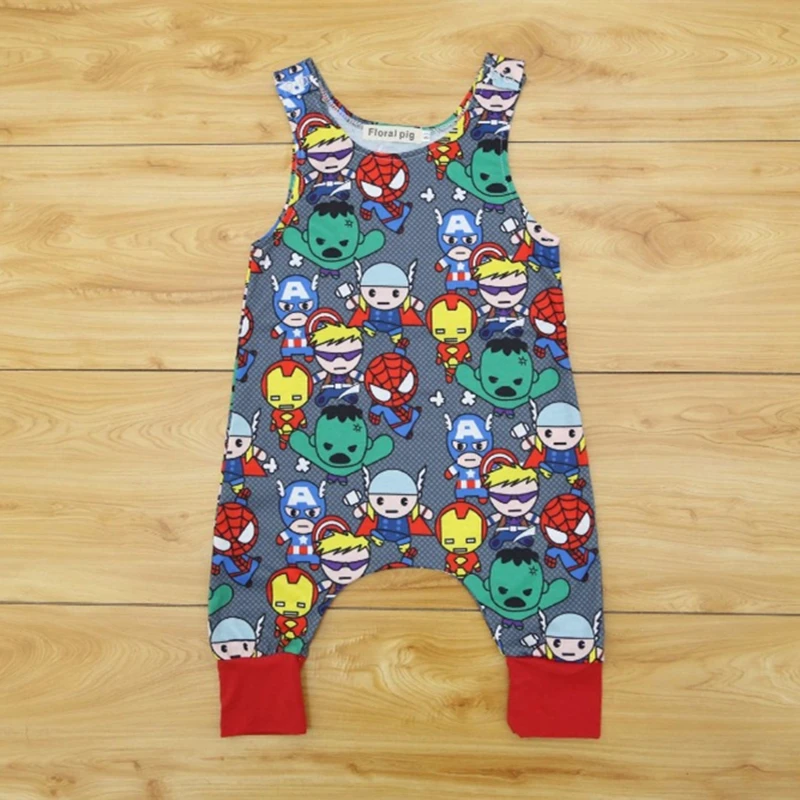 2017 г. модные длинные комбинезоны без рукавов с принтом супергероев для