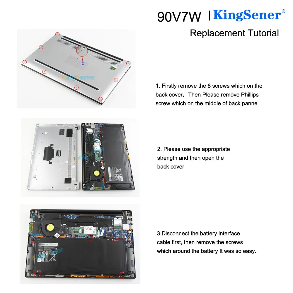 Kingsener-bateria do Portátil 90v7w Jhxpy Jd25g 090v7w Dell Xps 13 9343 Xps13 9350 13d-9343 P54g 0n7t6 5k9cp Rwt1r 0drrp 56wh - Imagem 5
